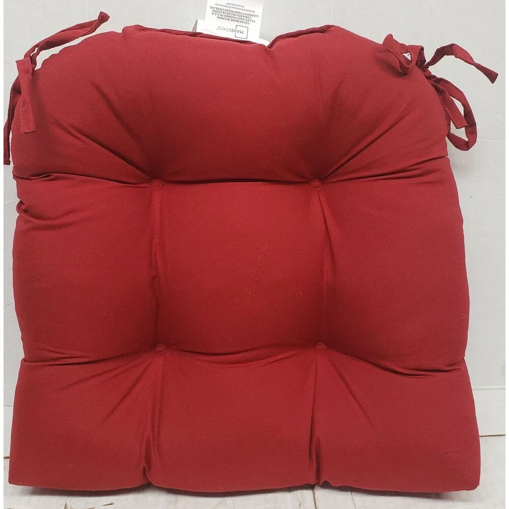 Set of 2 Thick Reversible Cushion Chair Pads w/ties(15x15